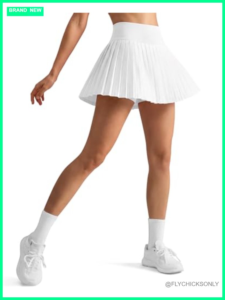 Pleated Tennis Skort - High Waisted With Built-In Shorts And Pockets
